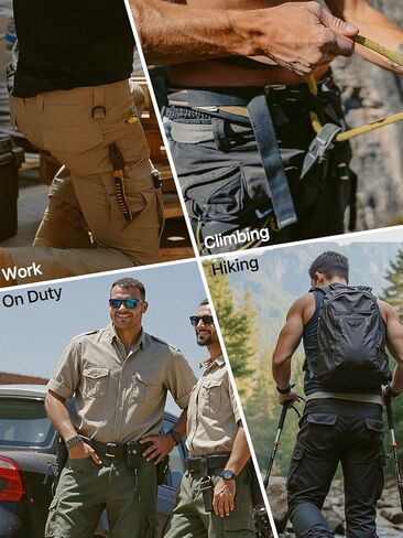 FREE SOLDIER Men's Water Resistant Pants Relaxed Fit Tactical Cargo Work Pants with Multi Pocket (34W/28L Moss Green) in Saudi Arabia