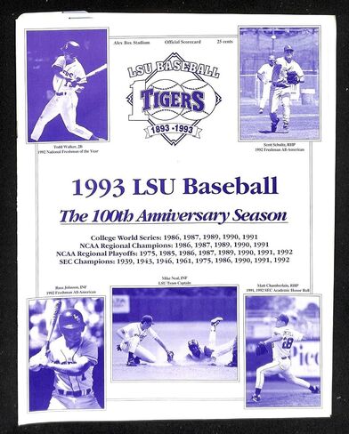 1993 LSU v Nicholls State Baseball Program 3/16 Unscored Box Stadium 89887b35 - College Programs in Saudi Arabia