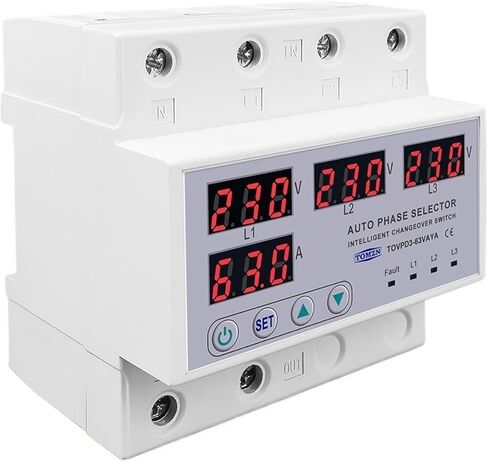 63A 3 Phase 3P+N Din Rail Phase selector Adjustable Over and Under Voltage Current Protection Monitor Relays Protector in Saudi Arabia