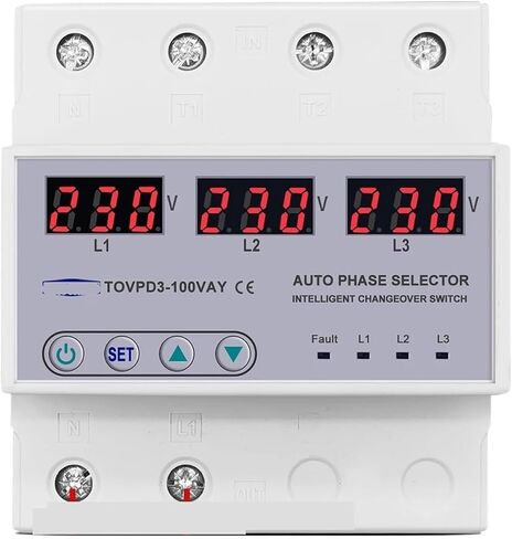 100A Three Phase 3P+N Rail Phase selector Voltmeter with Adjustable overvoltage and undervoltage Protection Monitoring Relay Protector in Saudi Arabia