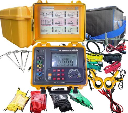 Double Clamp Ground Resistance Tester Meter Digital Soil Resistivity Tester with Range 0.00Ω-30.00kΩ AC Leakage Current 0.00mA-600A Soil Resistivity 0.00Ωm-9000kΩm Data Upload Function in Saudi Arabia