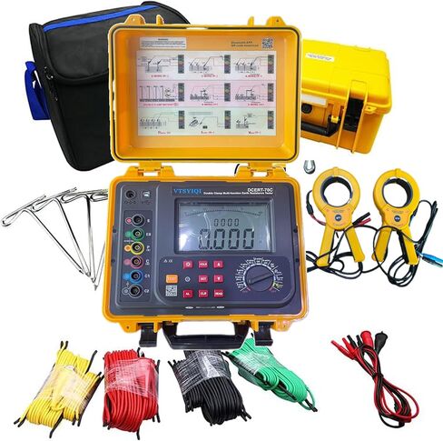 Double Clamp Soil Resistivity Meter Four Wire Ground Resistance Tester with Resistance Range 0.00Ω-30.00kΩ AC Leakage Current 0.00mA-600A Voltage 0.0V-100.0V Soil Resistivity 0.00Ωm-9000kΩm in Saudi Arabia