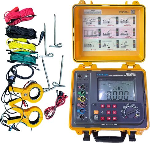 Double Clamp Soil Resistivity Meter Four Wire Ground Resistance Tester with Resistance Range 0.00Ω-30.00kΩ AC Leakage Current 0.00mA-600A Voltage 0.0V-100.0V Soil Resistivity 0.00Ωm-9000kΩm in Saudi Arabia