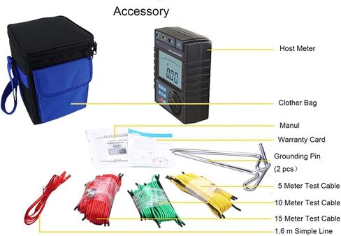 Digital Earth Ground Resistance Tester Meter Two Three Wire Ground Resistance Testers with 400 Sets Data Storage Range 0.00ohm to 2000ohm Earth Voltage Range 0 to 600V USB Interface in Saudi Arabia