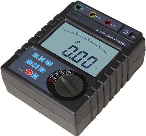 Digital Earth Ground Resistance Tester Meter Two Three Wire Ground Resistance Testers with 400 Sets Data Storage Range 0.00ohm to 2000ohm Earth Voltage Range 0 to 600V USB Interface in Saudi Arabia