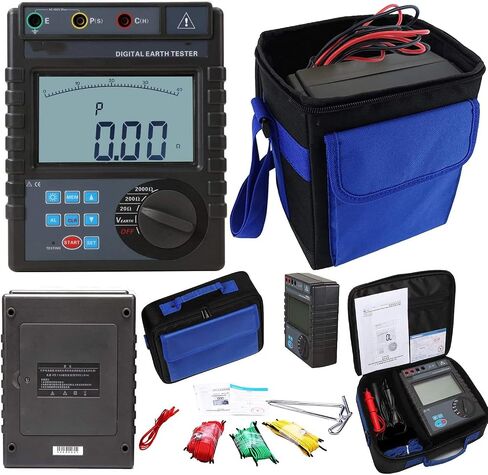 Digital Earth Ground Resistance Tester Meter Two Three Wire Ground Resistance Testers with 400 Sets Data Storage Range 0.00ohm to 2000ohm Earth Voltage Range 0 to 600V USB Interface in Saudi Arabia