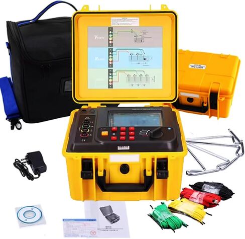 Digital Four Wire Earth Ground Resistance Tester Meter Soil Resistivity Tester with Two Three Four Wire Soil Resistivity Ground Resistance Earth Voltage 0.01Ω-30.00KΩ 0.00Ωm-9000kΩm 0V-600V in Saudi Arabia