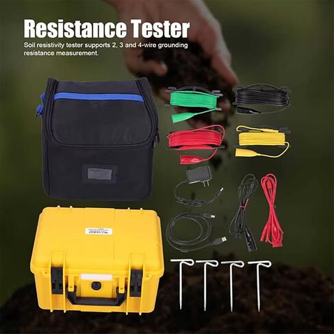 Digital Four Wire Earth Ground Resistance Tester Meter Soil Resistivity Tester with Two Three Four Wire Soil Resistivity Ground Resistance Earth Voltage 0.01Ω-30.00KΩ 0.00Ωm-9000kΩm 0V-600V in Saudi Arabia