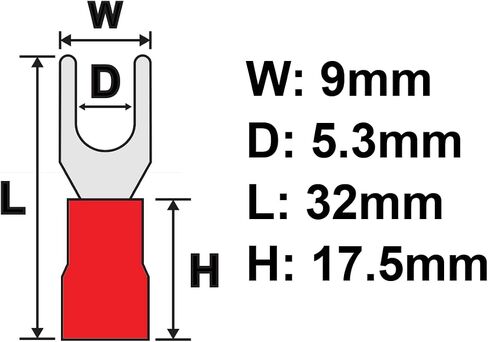 25pcs 8 AWG #10 M5 موصل تجعيد الشوكة المعزول 62A 600V UL CUL للمحطات الكهربائية (25 ، #10) in Saudi Arabia