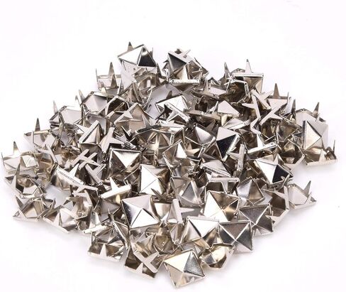 100Pcs 9mm Rivets, Pyramid Shaped Punk Rivet Stud, 4 Claw Rivets Copper Studs for DIY Decoration(Silver) in Saudi Arabia