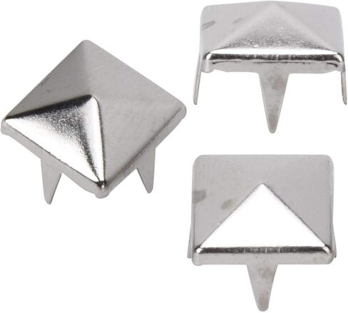 100Pcs 9mm Rivets, Pyramid Shaped Punk Rivet Stud, 4 Claw Rivets Copper Studs for DIY Decoration(Silver) in Saudi Arabia