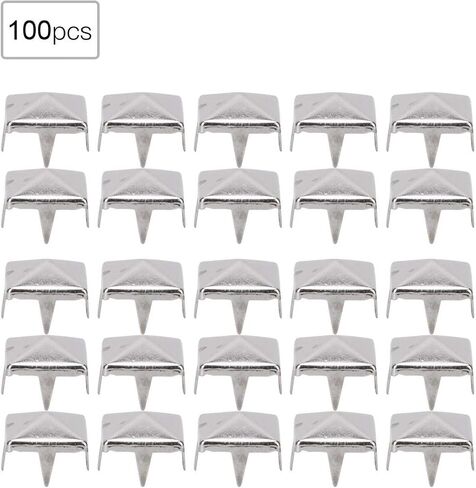 100Pcs 9mm Rivets, Pyramid Shaped Punk Rivet Stud, 4 Claw Rivets Copper Studs for DIY Decoration(Silver) in Saudi Arabia