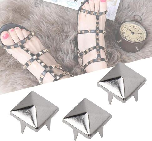 100Pcs 9mm Rivets, Pyramid Shaped Punk Rivet Stud, 4 Claw Rivets Copper Studs for DIY Decoration(Silver) in Saudi Arabia