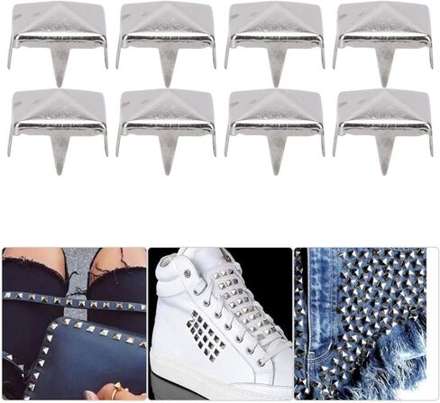 100Pcs 9mm Rivets, Pyramid Shaped Punk Rivet Stud, 4 Claw Rivets Copper Studs for DIY Decoration(Silver) in Saudi Arabia