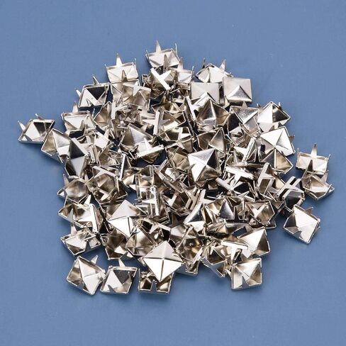 100Pcs 9mm Rivets, Pyramid Shaped Punk Rivet Stud, 4 Claw Rivets Copper Studs for DIY Decoration(Silver) in Saudi Arabia