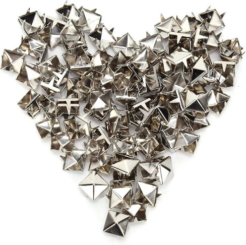 100Pcs 9mm Rivets, Pyramid Shaped Punk Rivet Stud, 4 Claw Rivets Copper Studs for DIY Decoration(Silver) in Saudi Arabia