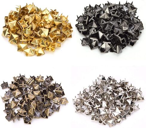100Pcs 9mm Rivets, Pyramid Shaped Punk Rivet Stud, 4 Claw Rivets Copper Studs for DIY Decoration(Silver) in Saudi Arabia