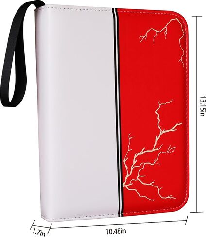 4-Pocket Trading Card Binder Album – Red and White, Holds 400 Cards, 50 Removable Sleeves, Durable PU Leather Card Holder and Display Book in Saudi Arabia