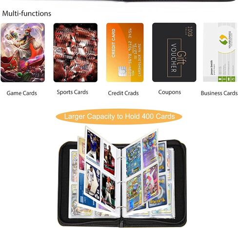 4-Pocket Trading Card Binder Album – Red and White, Holds 400 Cards, 50 Removable Sleeves, Durable PU Leather Card Holder and Display Book in Saudi Arabia