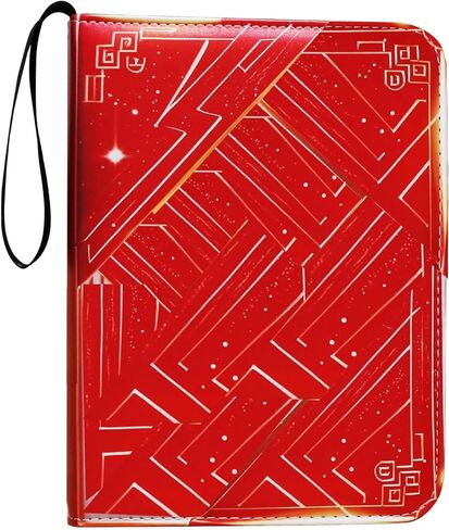 4-Pocket Trading Card Binder Album – Red and White, Holds 400 Cards, 50 Removable Sleeves, Durable PU Leather Card Holder and Display Book in Saudi Arabia