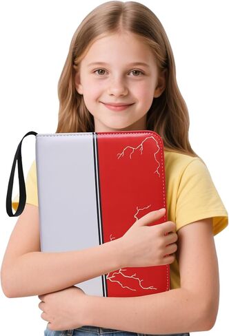 4-Pocket Trading Card Binder Album – Red and White, Holds 400 Cards, 50 Removable Sleeves, Durable PU Leather Card Holder and Display Book in Saudi Arabia