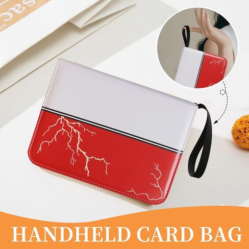 4-Pocket Trading Card Binder Album – Red and White, Holds 400 Cards, 50 Removable Sleeves, Durable PU Leather Card Holder and Display Book in Saudi Arabia
