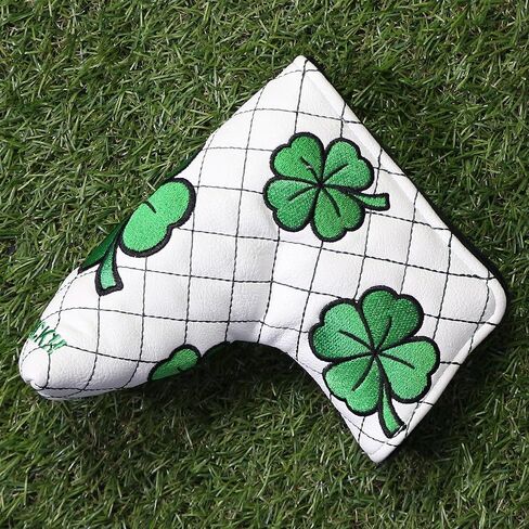 Golf Head Covers Blade Putter Cover Blade Headcover Magnetic Embroidered Four-Leaf Clover Design Synthetic Lether Fit for Titleist Callaway Ping Taylormade Cobra Ect. in Saudi Arabia