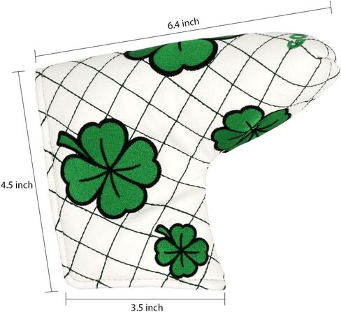 Golf Head Covers Blade Putter Cover Blade Headcover Magnetic Embroidered Four-Leaf Clover Design Synthetic Lether Fit for Titleist Callaway Ping Taylormade Cobra Ect. in Saudi Arabia
