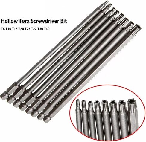 Screwdriver Bit 1/4 Inch Shank Hex Drill Head 100-200mm Screw Wrench Magnetic Star T8-T40 8Pcs(100mm) in Saudi Arabia