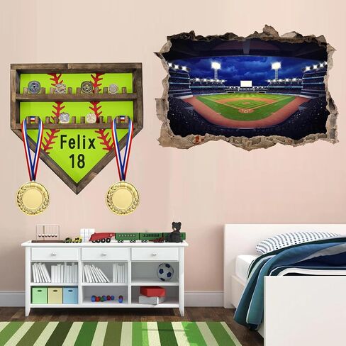 Personalized Baseball Softball Championship Ring Holder Display Case, Custom Name Number Sports Ring Display Case Wooden,24 Ring Posts,Trophy & Medal Gift Display Case for Men Dad(Yellow) in Saudi Arabia
