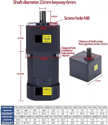 محرك غير متزامن 400W 220V AC GEAR MOTOR 7IK400RGN-CF مع منظم السرعة القابل للتعديل سرعة أحادية الطور عزم العزم غير المتزامن (0-54 دورة في الدقيقة) in Saudi Arabia