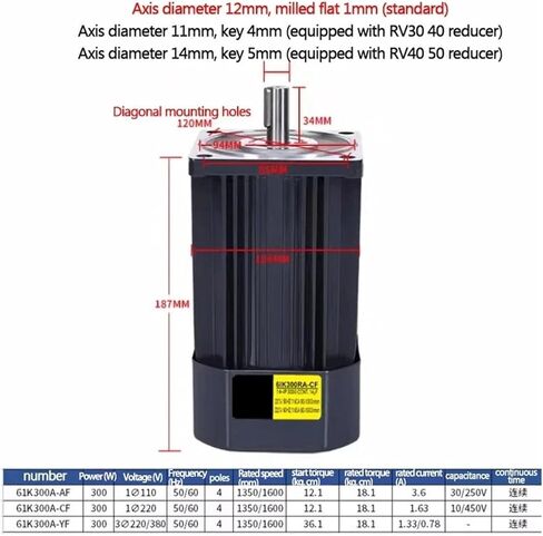 asynchronous motor 220V AC Optical Shaft Motor With Speed RegulatorShaft Diameter 11mm 12mm 14mm Asynchronous 300W Motor(Shaft diameter 11mm) in Saudi Arabia