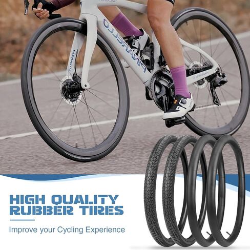 WEEROCK TWO PACK 700C ROAD BIKE TIRES 700 × 38C إطار دراجة الحصى مع/بدون 2 حزمة أنابيب داخلية 45 مم صمام بريستا ، استبدل إطارات الدراجات ، الأسود in Saudi Arabia