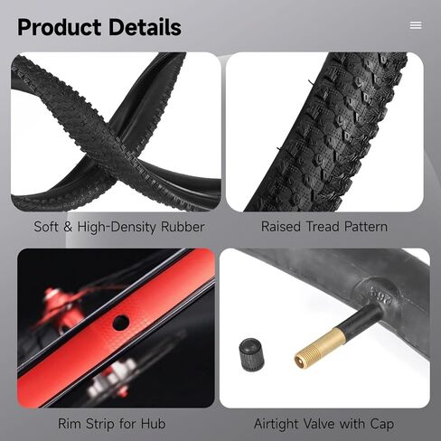 yeesport 27.5 Bike Tires, 2 Pack 27.5×2.35 MTB Tires and 27.5×1.95/2.125/2.3/2.4 Bike Tubes with Repair Kit & Rim Strips, 27.5 MTB Tires and Tubes with AV 48 mm for MTB, BMX, E‑MTBs in Saudi Arabia