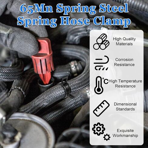 132Pcs Flat Spring Hose Clamps, Spring Band Hose Clamp Assortment Kit with Swivel Clamp Pliers for Fuel Line, Silicone, Vacuum Hoses Low-Pressure Air Clips(Black) in Saudi Arabia