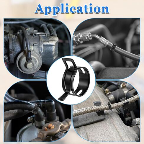 132Pcs Flat Spring Hose Clamps, Spring Band Hose Clamp Assortment Kit with Swivel Clamp Pliers for Fuel Line, Silicone, Vacuum Hoses Low-Pressure Air Clips(Black) in Saudi Arabia