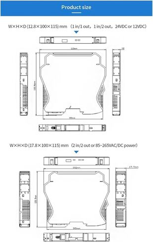 18-30VDC Power K Type TypeOcouple درجة حرارة الإشارة العزل تحويل إخراج إشارة PT100 إلى 4-20MA (2 في 2 OUT ، من 4-20MA_TC S 0-1600C) in Kuwait