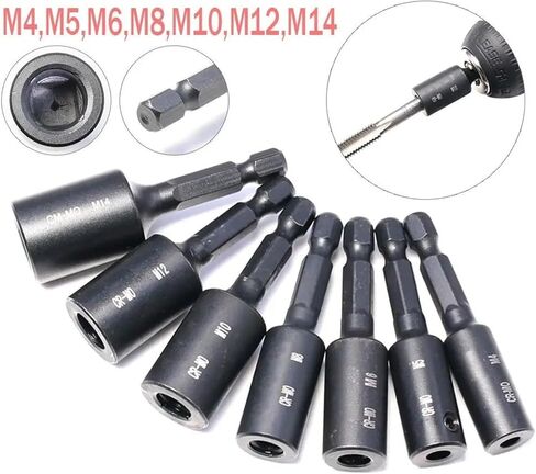 M4~M14 Socket Collet Wrench Tap Socket Thread Screw Chuck Alloy Steel Die Socket Adapter for Electric Screwdriver/Drill 1Pcs(M8) in Saudi Arabia
