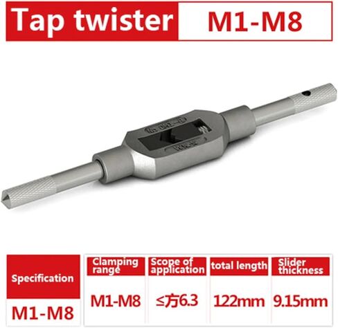 Tap Wrench Hand Tapping Tapping Hand Adjustable Manual Reaming Hand Tapping Device Knurled Handle Featured Zinc Alloy Material 1Pcs(M1-M8) in Saudi Arabia