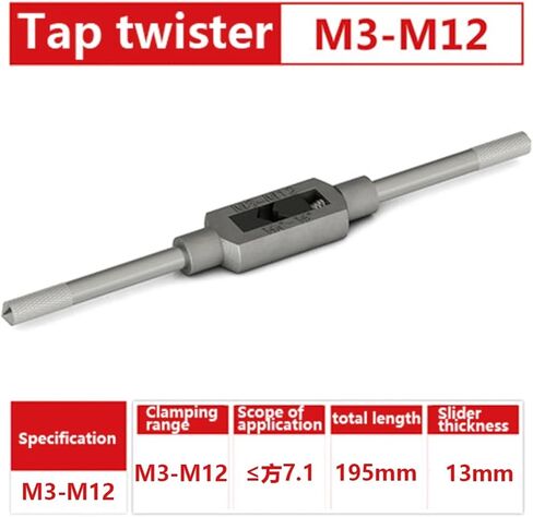 Tap Wrench Hand Tapping Tapping Hand Adjustable Manual Reaming Hand Tapping Device Knurled Handle Featured Zinc Alloy Material 1Pcs(M1-M8) in Saudi Arabia