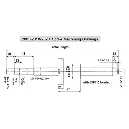 لوحة محرك خطية المسمار الدقة جزء DFU2005 150-1000mm برغي الكرة المزدوجة مجموعة معالجة نهاية المعالجة صامدة لمحرك السهول (750 مم) in Kuwait