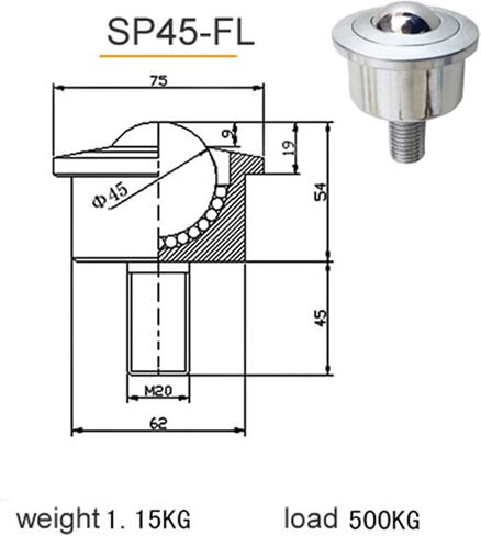 SP12 FL Heavy Casters with Screw Universal Bearing High Load Bearing 360 Degrees Free Rotation 1Pcs(SP30-FL) in Kuwait
