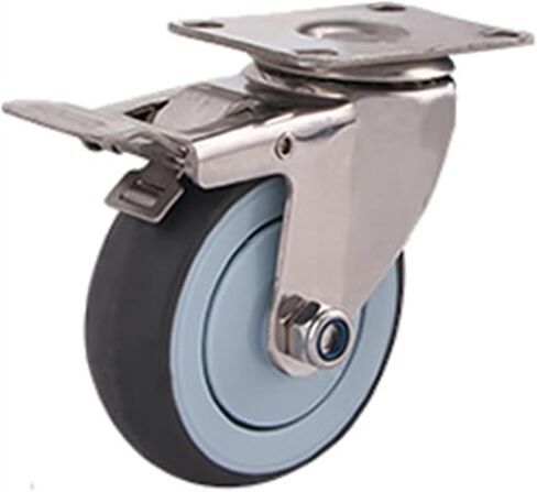 304 Stainless Steel Casters Wheels 3 4 5 Inch Soft Rubber Tread No Rust Wheel Silent Flat Push 1pcs(Srcew Universal,4 inch) in Saudi Arabia