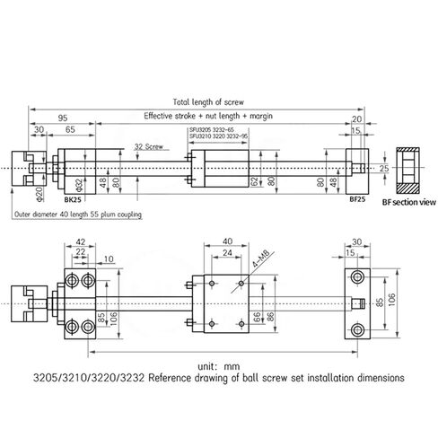 الجزء الدقيق كرة الحركة الخطية الجزء 300-1000MM SFU3210 C7 مع صامدة واحدة+BKBF25+DSG32H+20 * 19MM مقرنة للطابعة ثلاثية الأبعاد (600 مم) in Kuwait