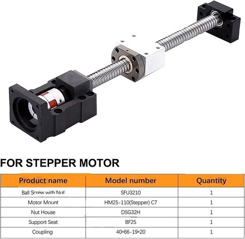 Linear Motion Ball Screw Precision Part C7 Ball Screw Kit SFU3210 with Single Nut+BF25+DSG32H+Coupling+HM25-110 Motor Mount L550-1000mm for 3D Printer Part(1000mm) in Saudi Arabia