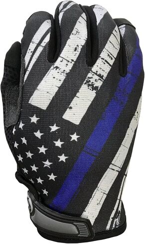 Blue Line USA Flag Gloves لصالة الألعاب الرياضية والرياضية ومتعددة الاستخدامات - دعم ضباط إنفاذ الشرطة وإنفاذ القانون in Kuwait