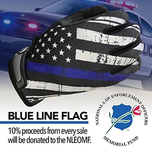 Blue Line USA Flag Gloves لصالة الألعاب الرياضية والرياضية ومتعددة الاستخدامات - دعم ضباط إنفاذ الشرطة وإنفاذ القانون in Kuwait