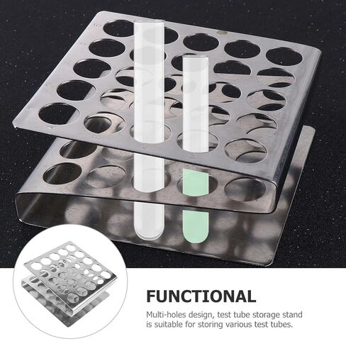 رف أنبوب اختبار الفولاذ المقاوم للصدأ ، حامل أنبوب اختبار على شكل z ، منظم تخزين أنبوب اختبار أنبوب المعادن لتجارب التجارب العلمية بحجم 17 مم ، ثقوب 25 in Kuwait