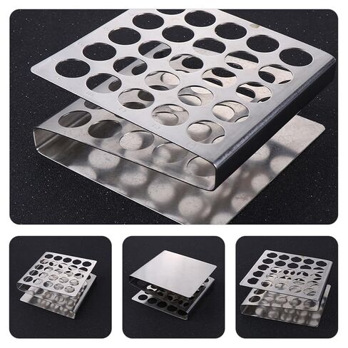 رف أنبوب اختبار الفولاذ المقاوم للصدأ ، حامل أنبوب اختبار على شكل z ، منظم تخزين أنبوب اختبار أنبوب المعادن لتجارب التجارب العلمية بحجم 17 مم ، ثقوب 25 in Kuwait