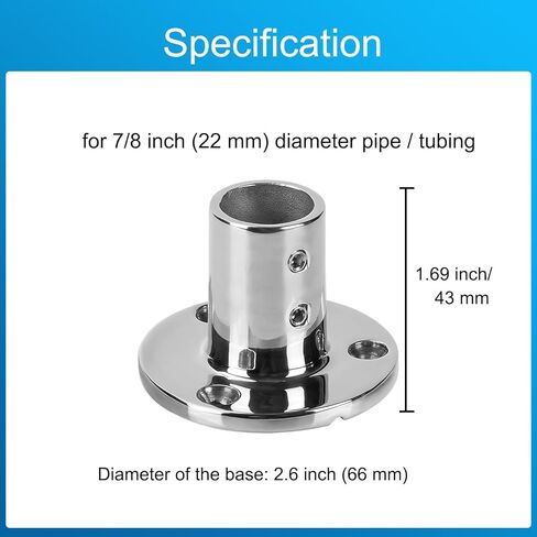 Durable Marine Grade Boat Hand Rail Base, 316 Stainless Steel Round 90 Degree Base Rail Fitting for 7/8 inch or 1 inch Tube (2-Pack) in Kuwait